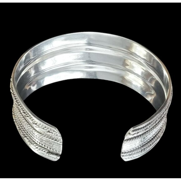 VTG Sterling Silver 925 Cuff Bracelet Boho Flowers Twisted Rope Southwest 33.4g - Picture 4 of 12